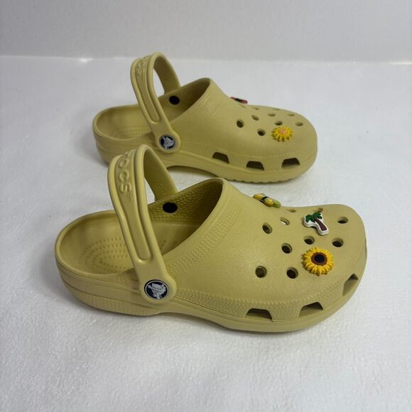 Crocs Classic Clog Slip On Clogs Mustard Yellow Unisex Men 3 Women 5 with Charms - Picture 7 of 13